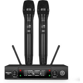 Professional Dual Dynamic Handheld Wireless Microphones, 328ft Range UHF Wireless Microphone System for Home Karaoke/Meeting/Party/Church/Wedding