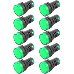 24V 20mA Energy Saving LED Indicator Light Mounting Hole Size 22mm (7/8 Inch) Green 10 Pcs