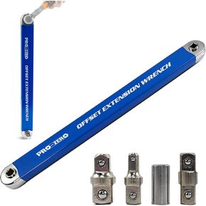 Impact Ready Offset Extension Wrench, Tight Reach Extension Wrench Set, with 1/2", 1/4" and 3/8" Square Drive Adapters, Universal Extensions Wrench for Small Place