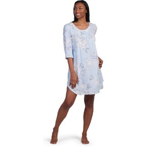 Miss Elaine Cottonessa Nightgown, Womens Short Cotton Nightgown, 3/4th Length Sleeves, Hand Smocked Detail