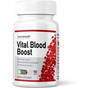 Vital Blood Boost - Dietary Supplement for White and Red Blood Cell Support - Iron with Selenium, Zinc, Vitamin B12 & Folic Acid - 90 Tablets, 90 Day Supply
