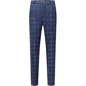Lars Amadeus Big and Tall Plaid Dress Pants for Men's Button Formal Office Checked Trousers