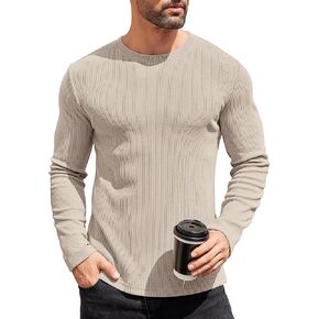 COOFANDY رجل قمصان طويلة الأكمام ملابس اخلية حرارية سليم صالح قميص Crewneck سترة طبقات قاعدة بلوفر مغزول تي شيرت
