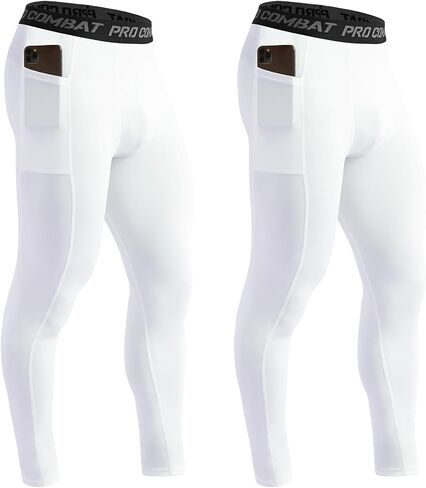 HYCOPROT Men's Compression Pants with Pockets, Athletic Leggings Baselayer Workout Tights for Running Yoga Gym Basketball in Saudi Arabia