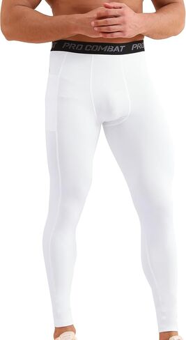 HYCOPROT Men's Compression Pants with Pockets, Athletic Leggings Baselayer Workout Tights for Running Yoga Gym Basketball in Saudi Arabia