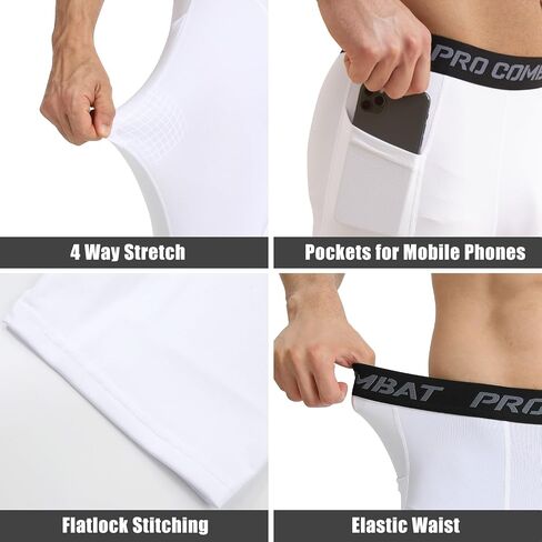 HYCOPROT Men's Compression Pants with Pockets, Athletic Leggings Baselayer Workout Tights for Running Yoga Gym Basketball in Saudi Arabia