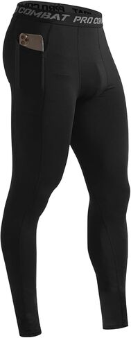 HYCOPROT Men's Compression Pants with Pockets, Athletic Leggings Baselayer Workout Tights for Running Yoga Gym Basketball in Saudi Arabia