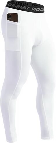 HYCOPROT Men's Compression Pants with Pockets, Athletic Leggings Baselayer Workout Tights for Running Yoga Gym Basketball in Saudi Arabia