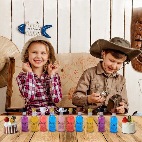 مجموعة AerWo 24 قطعة من زجاجات المشروبات الكحولية الصغيرة و24 قطعة من قبعات رعاة البقر الصغيرة، زجاجات كحول صغيرة محكمة الغلق 1.8 أونصة/50 مل، زجاجة بلاستيكية صغيرة، زجاجات نبيذ صغيرة مع قبعات وقمع ديكور رعاة البقر الغربي للحفلات in Kuwait