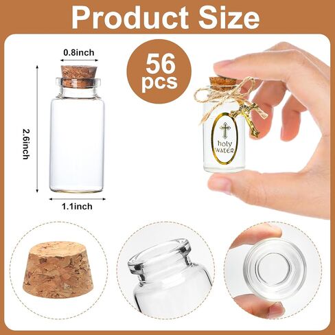 56 Set Holy Water Bottles,25ml Catholic Christian Holy Clear Water Bottles Cork Stopper Glass Bottles Empty Holy Container for Jerusalem Gifts Wedding Party Favors Gift in Saudi Arabia