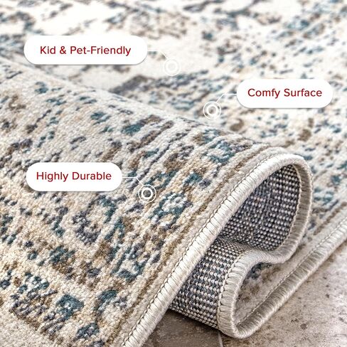 nuLOOM Tanith Vintage Medallion Runner Rug, 2' 6" x 12', Cream in Saudi Arabia