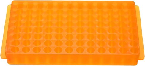PATIKIL 96 Wells Tube Rack, 1 Pcs Vial Rack Double Panel Centrifuge Tube Holder for Microcentrifuge Tubes 0.2/0.5/1.5/2ml, Orange in Kuwait