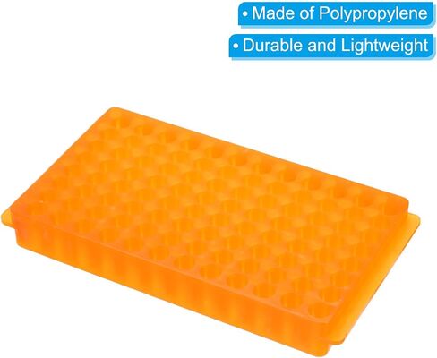 PATIKIL 96 Wells Tube Rack, 1 Pcs Vial Rack Double Panel Centrifuge Tube Holder for Microcentrifuge Tubes 0.2/0.5/1.5/2ml, Orange in Kuwait