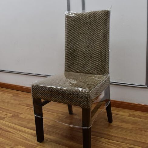 KRFOONN 4 Pack Plastic Dining Room Chair Cover Waterproof Chair Slipcovers with Backrests Clear PVC Chair Seat Protector Covers for Stain/Dust and Scratch Resistant in Kuwait