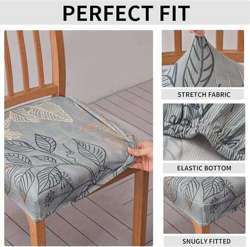 Chair Seat Covers for Dining Room Set of 4, Stretch Jacquard Removable and Washable Chair Covers, Protector Chair Cushion Kitchen Dining Home Slipcovers(4 Pack) in Saudi Arabia