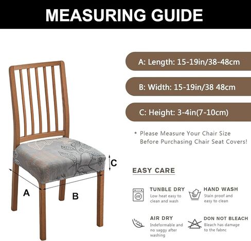 Chair Seat Covers for Dining Room Set of 4, Stretch Jacquard Removable and Washable Chair Covers, Protector Chair Cushion Kitchen Dining Home Slipcovers(4 Pack) in Saudi Arabia