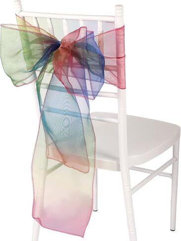 50 حزمة من أوشحة كرسي الأورجانزا، ربطات كرسي قوس قزح، أشرطة لتزيين كراسي الزفاف لتزيين حفلات الزفاف (قوس قزح) in Kuwait