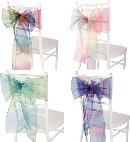 50 حزمة من أوشحة كرسي الأورجانزا، ربطات كرسي قوس قزح، أشرطة لتزيين كراسي الزفاف لتزيين حفلات الزفاف (قوس قزح) in Kuwait