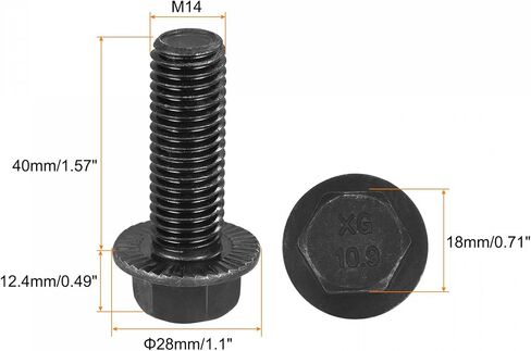 uxcell M14x40mm Hex Serrated Flange Bolts 10.9 Grade Carbon Steel Screws 4pcs in Saudi Arabia