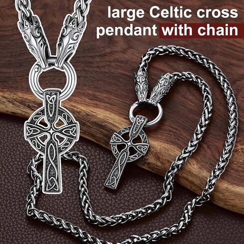 قلادة ChainsProMax للرجال مكتنزة Viking Mjolnir/Fenrir Wolf/Celtic/Rune، مع سلسلة 28 بوصة، يمكن تخصيصها، مجوهرات نورس فايكنغ من الفولاذ المقاوم للصدأ، مطلية بالذهب/أسود، أرسل صندوق هدايا in Kuwait