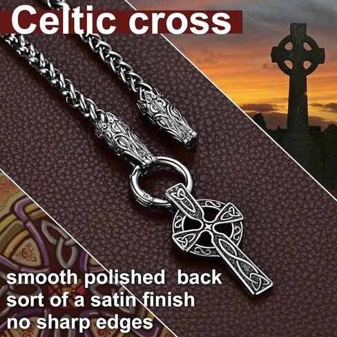 قلادة ChainsProMax للرجال مكتنزة Viking Mjolnir/Fenrir Wolf/Celtic/Rune، مع سلسلة 28 بوصة، يمكن تخصيصها، مجوهرات نورس فايكنغ من الفولاذ المقاوم للصدأ، مطلية بالذهب/أسود، أرسل صندوق هدايا in Kuwait