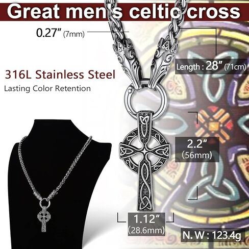 قلادة ChainsProMax للرجال مكتنزة Viking Mjolnir/Fenrir Wolf/Celtic/Rune، مع سلسلة 28 بوصة، يمكن تخصيصها، مجوهرات نورس فايكنغ من الفولاذ المقاوم للصدأ، مطلية بالذهب/أسود، أرسل صندوق هدايا in Kuwait