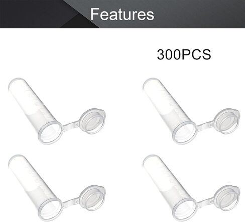 Othmro 300 قطعة 4 مللي أنابيب طرد مركزي صغيرة بلاستيكية قوارير اختبار بلاستيكية مع أغطية عينة تخزين قارورة زجاجة صغيرة للمختبر in Saudi Arabia