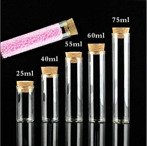 XINGZI 10 قطع 60 مل أنابيب اختبار مسطحة شفافة مع سدادات الفلين زجاجة كاشف فارغة قابلة لإعادة الملء برطمانات قارورة مانعة للتسرب لأعشاب الشاي التجميلية ومسحوق الزيوت العطرية تنمو النباتات in Kuwait