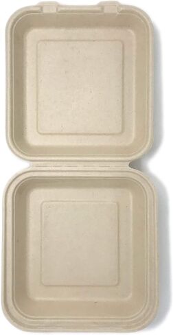 حاوية طعام جاهزة للتركيب مقاس 8 × 8 جيدة كالذهب (50 قطعة) مصنوعة من تفل عشب القمح، MR. GREEN GUYS، حاوية صدفية شديدة التحمل مقاس 8 بوصات in Saudi Arabia