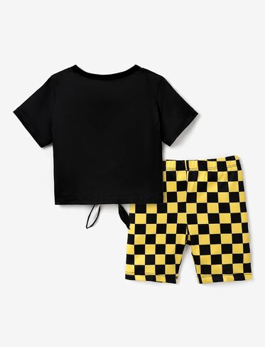 L.O.L. Surprise! Girl's 2 Piece Outfits Tie Knot T-shirt and Checkered Print Short Summer Holiday Sets in Saudi Arabia