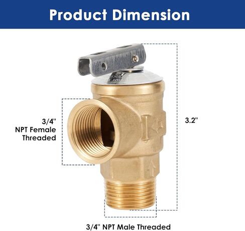 Pressure Relief Valve, 3/4" Thread, 100 PSI, Relief Valve Made of Lead-free Copper in Saudi Arabia