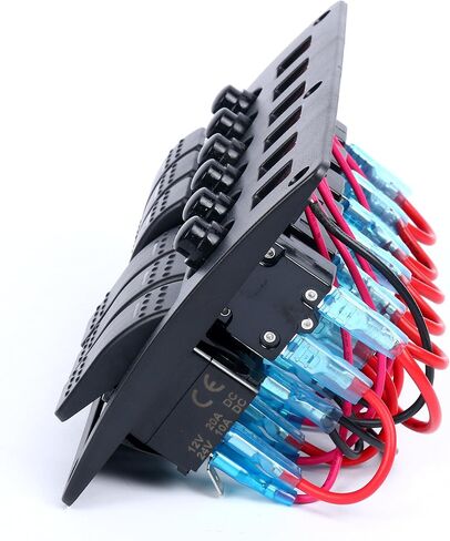 Amarine made 6 Gang Red LED مؤشرات الروك وقواطع دوائر مقاومة للماء لوحة تبديل Rv للقوارب البحرية - PN-CB6-R in Saudi Arabia
