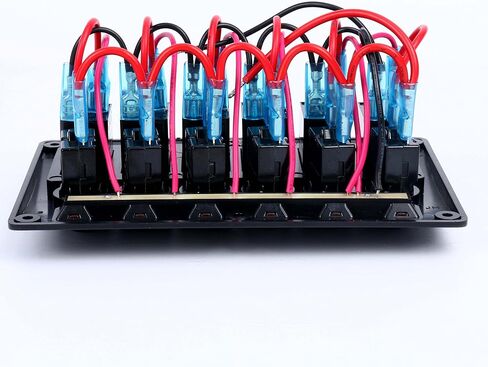 Amarine made 6 Gang Red LED مؤشرات الروك وقواطع دوائر مقاومة للماء لوحة تبديل Rv للقوارب البحرية - PN-CB6-R in Saudi Arabia