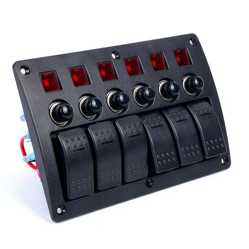 Amarine made 6 Gang Red LED مؤشرات الروك وقواطع دوائر مقاومة للماء لوحة تبديل Rv للقوارب البحرية - PN-CB6-R in Saudi Arabia
