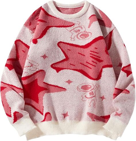 بلوفرات SHENHE للرجال ذات رسومات على شكل نجمة ورائد فضاء وأكمام طويلة in Kuwait