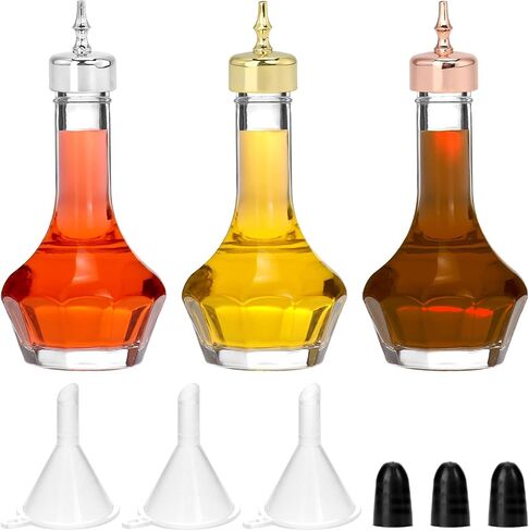 QWORK Bitters Bottle Set Glass Dash Bottle, 1.7oz - Elegant Glass Dash Bottle Set of 3, Perfect for Professional Bar & Home Cocktail Crafting in Saudi Arabia