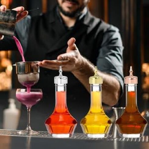 QWORK Bitters Bottle Set Glass Dash Bottle, 1.7oz - Elegant Glass Dash Bottle Set of 3, Perfect for Professional Bar & Home Cocktail Crafting in Saudi Arabia