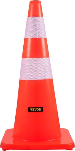 VEVOR Safety Cones, 28 in/73 cm Height, 10 PCS PVC Orange Traffic Cone with 2 Reflective Collars and Weighted Base, Used for Traffic Control, Driveway Road Parking and School Improvement in Saudi Arabia