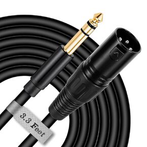 Sound harbor Xlr to 1/4 inch Cable 3.3 feet,TRS 6.35mm to Xlr Male Jack - Soft PVC Balanced Patch Cable