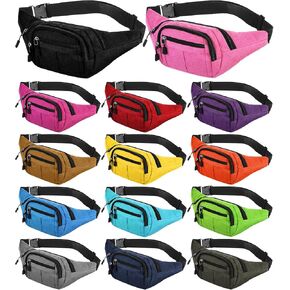 Kajaia 14 Pcs Fanny Pack Bulk Waterproof Crossbody Waist Bags Traveling Running Sport Exercise Waist Pack with Adjustable Belt for Women Men Outdoor Travel Running Rave Party, 14 Colors