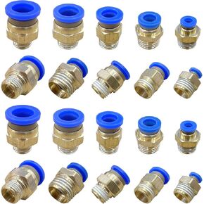 PC4-02 PC6-02 PC8-02 PC10-02 PC12-02 Push to Connect Fittings, 4/6/8/10/12mm Tube OD x 1/4" G Thread, Straight Pneumatic Quick Fitting Air Line Connector 25Pcs
