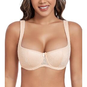 حمالة صدر نسائية من DotVol بمقاس كبير وأشرطة واسعة من الدانتيل Demi Underwire مبطنة بشكل خفيف in Kuwait