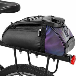 Bike Rack Bag, Bike Bag for bicycles rear rack 8L Capacity Bike Trunk Bag for Waterproof with Reflector Bike Ebike Trunk Pannier Saddle Seat Bag for Road and Mountain Bikes, Black