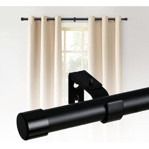 ASHLEYRIVER Gold Curtain Rods for Windows 48 to 84,Heavy Duty Curtain Rods 1 Inch Adjustable Black Curtain Rod Set with Aluminium Finials,30"-90", Gold-1Pack