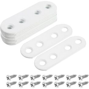 uxcell 10Pcs Flat Straight Brackets, 55x5mm Iron Brace Plate for Wood Furniture Mending Repairing, White