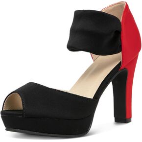 GATUXUS Women's Chunky High Heels Sandals Open Toe Platform Ankle Strappy Sandals Dress Shoes