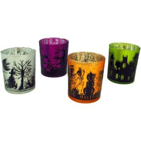 مجموعة حامل شموع نذرية للهالوين من زجاج الزئبق مكونة من 4 قطع in Kuwait