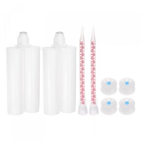 uxcell 2Pcs Epoxy Gun Adhesive Cartridge, Plastic Resin Mixer Dual Glue Cartridge with Mixing Tube for 400ml/13.5oz 1:1 AB Glue Adhesive Gun