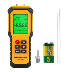 5/16 Inches Diameter Pressure Port Digital Manometer, YZT Meter Dual Port Air Pressure Meter Pressure Gauge HVAC Gas Tester, Differential Pressure Manometer