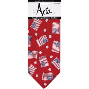Aria Paws N' Stripes Forever Bandanas for Dogs, Red